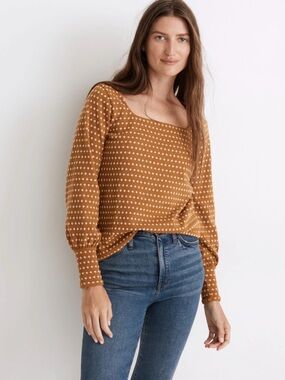 Madewell Floral Jacquard Square-Neck Top